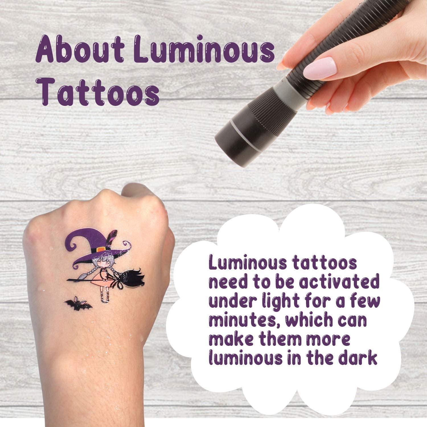Partywind 10 Sheets Luminous Halloween Temporary Tattoos for Kids, Glow Halloween Decorations Birthday Party Favors Supplies, Halloween Fake Tattoos Goodie Bag Fillers Games Accessories for Party - Image 6