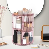 Rotating Makeup Organizer, DIY 8 Adjustable Layers 360 Spinning Skincare Organizers, Makeup Storage Carousel Tower with Brush Holder & Perfume Trays, Cosmetic Display Case for Vanity Bathroom - Image 7