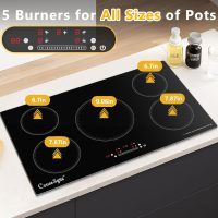 36 Inch Induction Cooktop, 5 Burner Electric Cooktop with 9 Power Levels, Touch Control, Timer, Child Lock and Residual Heat Warning, 10800W, 220-240V for Hard Wire - Image 7