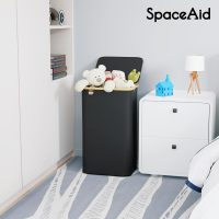 SpaceAid Laundry Hamper with Lid, 110L Large Tall Clothes Basket Bin with Bamboo Handles, Collapsible Laundry Hamper for Bedroom, Bathroom, Dorm, Laundry Room - Black - Image 6