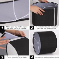 Drum Lampshade Set of 2, Lamp Shades for Table Lamps Floor Lamp, 13" Top X 13" Bottom X 10" High Black Large Line Fabric Lamp Shades, Easy Assembly Replacement Lampshades - Image 5
