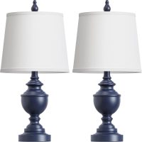 PARTPHONER Retro Table Lamps Set of 2, Bedside Lamp for Bedroom Rustic Farmhouse Table Lamps for Living Room, Vintage Nightstand Lamps with White Shades, Blue - Image 2