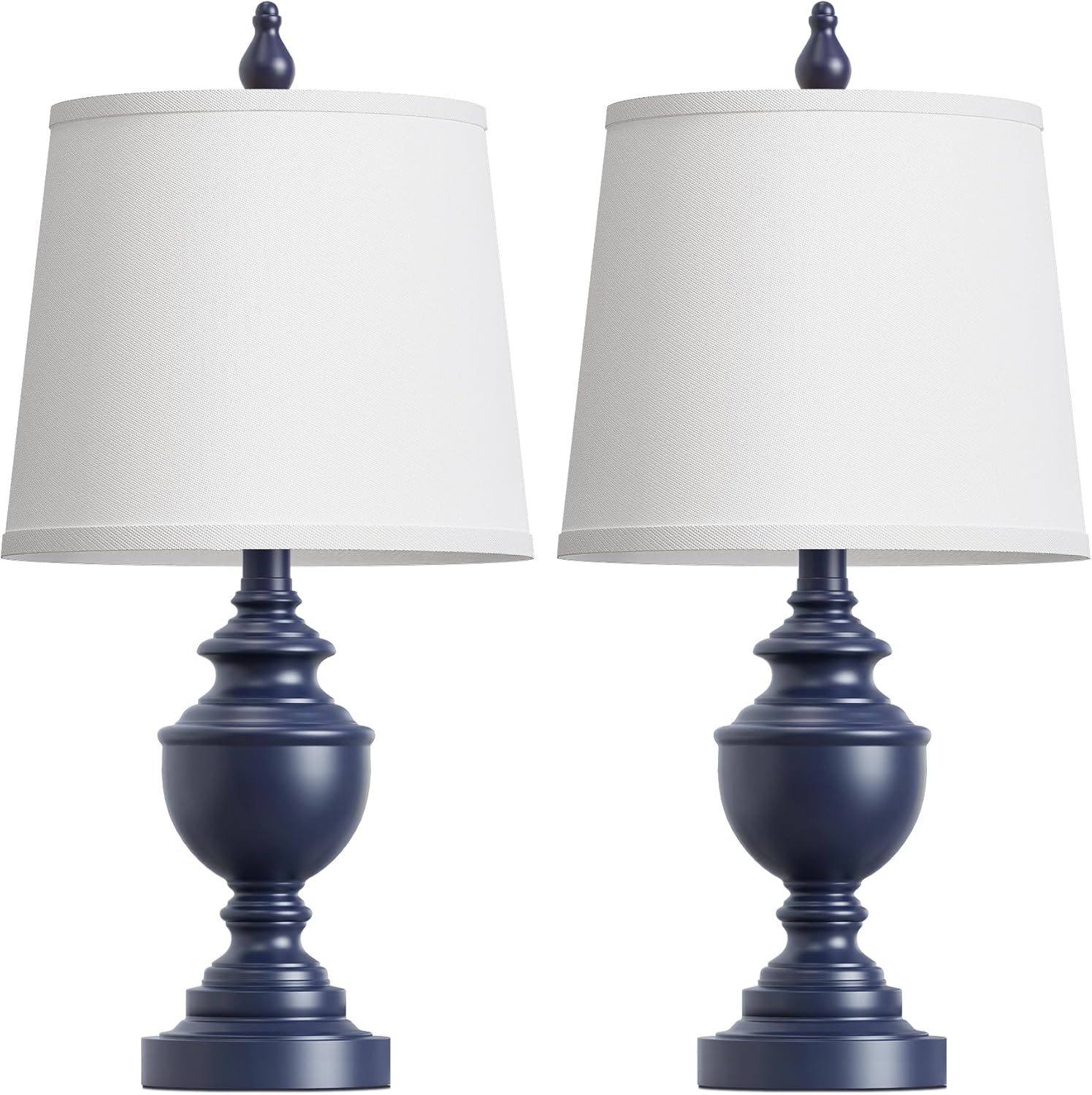 PARTPHONER Retro Table Lamps Set of 2, Bedside Lamp for Bedroom Rustic Farmhouse Table Lamps for Living Room, Vintage Nightstand Lamps with White Shades, Blue - Image 2