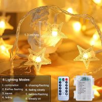 Brightown Star String Lights Battery Operated - 17 ft 50 LED Star Fairy String Lights with Remote and Timer, 8 Modes Waterproof for Bedroom Tent Loft Bed Patio Party Wedding Decor, Warm White - Image 3