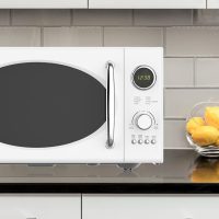 Emerson MWRG0901W 0.9 Cu. Ft. Retro Microwave with 1,000W Grill Function, 800W Cooking Power, LED Display, 5 Power Levels, 8 Auto Menus, Glass Turntable, Child Lock, White Countertop Design - Image 9