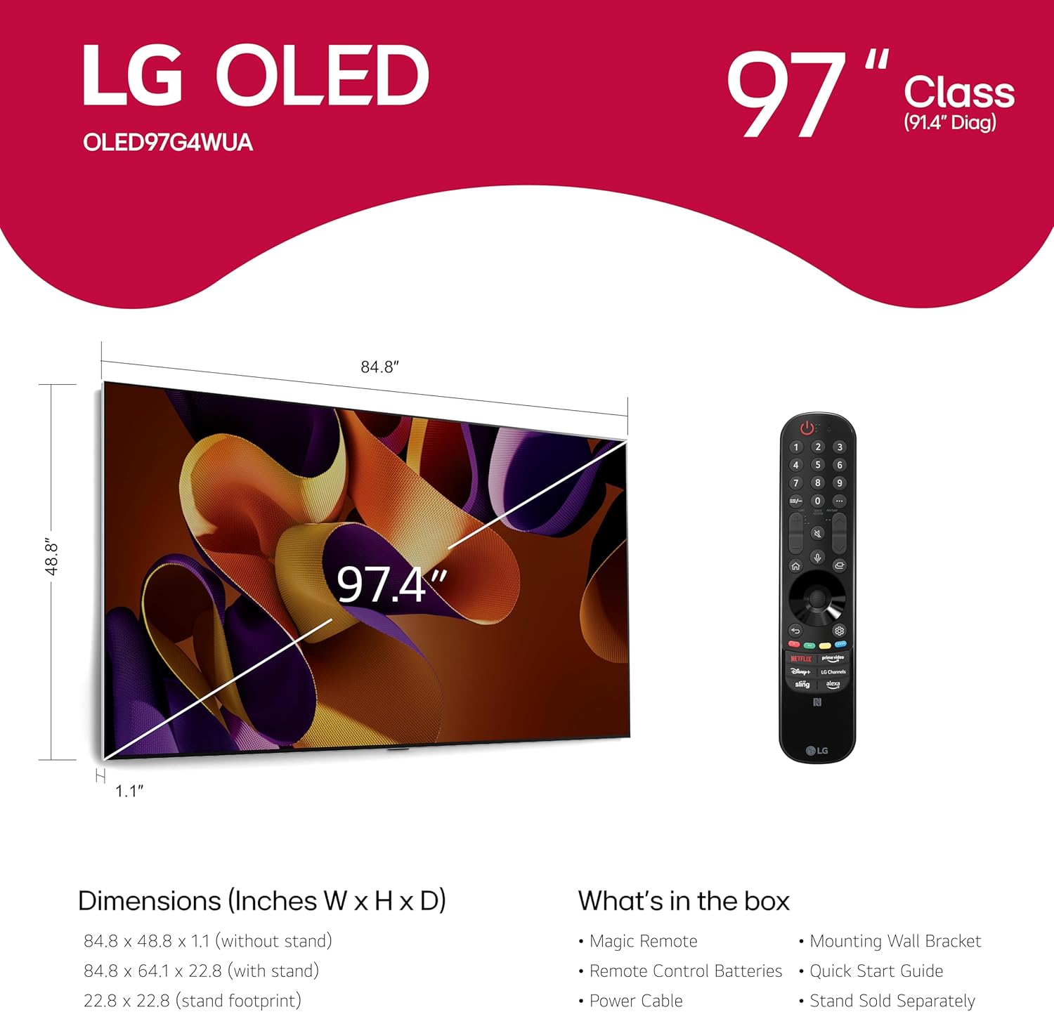 LG 97-Inch Class OLED evo G4 Series Smart TV 4K Processor Flat Screen with Magic Remote AI-Powered with Alexa Built-in (OLED97G4WUA, 2024) - Image 2