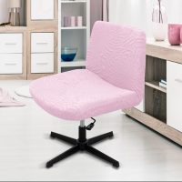 Sunflower Jacquard Armless Chair Cover, Elastic Criss Cross, Mid Back Wide Seat (Pink) - Image 5