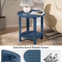 YEFU Outdoor Side Table for Patio: 16in HIPS Small Round Outdoor End Table - 2-Tier Adirondack Tables for Patio Porch Yard Poolside Living Room Beach Bedroom (Navy, 1 Pack) - Image 6