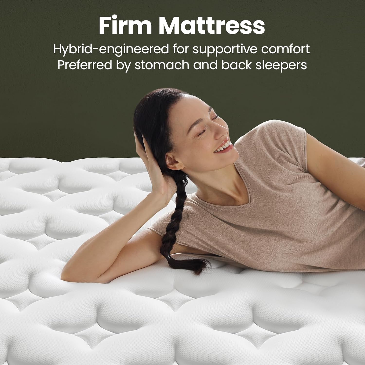 BedStory Full Size Firm Mattress - 14 Inch Hybrid Mattress Full with Extra Lumbar Support for Back Pain - Reinforced Edges, Fiberglass-Free, 365-Night Trial - Image 3