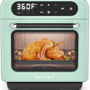 Secura Multifunction Air Fryer Steam Oven, 13 Quart Compact Oven with Convection Bake, Airfryer, Rapid Steam, Ferment, Dehydrator Combo, Nutritious & Delicious Food Steamer for Cooking (Mint Green)