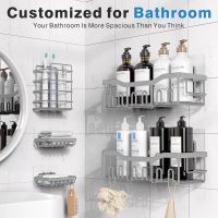 EUDELE 5-Pack Rustproof Stainless Steel Shower Caddy – No Drill Adhesive Bathroom Organizer with Large Capacity, Spacious Shower Shelves for Inside Shower, Kitchen & Home Decor Storage-XL Size - Image 2