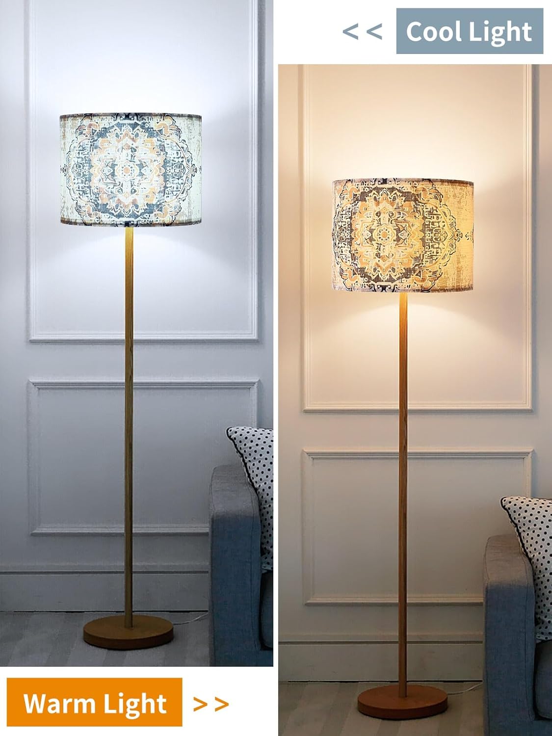 Fabric Round Drum Lamp Shades, 13x13x10in Moroccan Trellis Lamp shade, Boho Lampshade Fit Spider, Farmhouse Lamp Shades for Table Lamps, Rustic for Floor Lamps, 1 Pack - Image 4