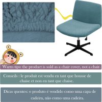 Dimatic Armless Office Chair Covers Criss Cross Wide Desk Chair Cover Slipcover Stretch Jacquard Swivel Computer Chair Covers for Home Office-Green - Image 5