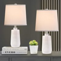 20.5" Ceramic Table Lamp Set of 2 for Bedrooms, White Lamps Set of 2 for Living Room, Minimalist Ceramic Lamps with White Barrel Lampshade, Matte White Ceramic Lamps for Nightstand - Image 9