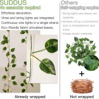 suddus Vine with Fairy Lights Battery Operated, 33ft100 LED Pothos String Lights with Remote, Leaf Lights for Bedroom, Room, Wall, Garden, Party, Wedding Decor(Warm White) - Image 4