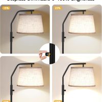 SUNMORY Floor Lamps for Living Room, 9W Bulb Included, Tall Lamp for Bedroom with Adjustable Head, Modern Standing Lamp, 0-100% Dimmable Arc Floor Lamp for Dining Room Office Nursery, Black. - Image 3