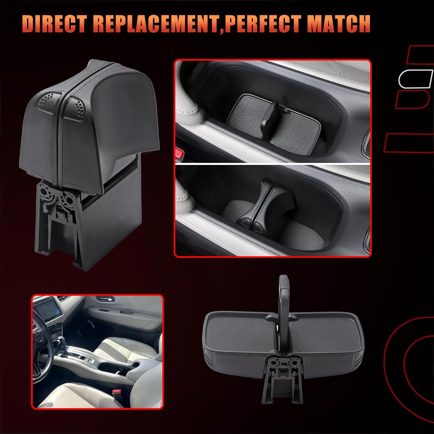 Cup Holder Insert Compatible with Honda Vehicle HRV HR-V 2016 2017 2018 Replaces# 77230-T7W-A02ZA, 77230T7WA02ZA - Image 5