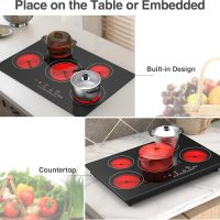 VBGK Electric cooktop 30 inch, 5 burner Electric Stove Built-in and Countertop Stove Top, LED Touch Screen,9 Heating Level, Timer & Kid Safety Lock, 240V 30 inch cooktop - Image 3