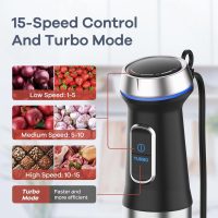 Ganiza Immersion Blender 5 in 1 Hand Blender Max 1000W Heavy Duty Motor, 16 Speed Mode Handheld Blender Stainless Steel Blade With 800ml Mixing Beaker, 600ml Chopper, Whisk and Milk Frother - Image 4