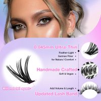 Lash Clusters Kit, DIY Cluster Eyelash Extensions 9‑16mm, 30D+40D, 280pcs Fluffy D Curl Natural Lashes with Lash Bond and Seal, Tweezers–Waterproof Fake Cat Eye Wispy Individual Clusters(16MIX1-1-S) - Image 6