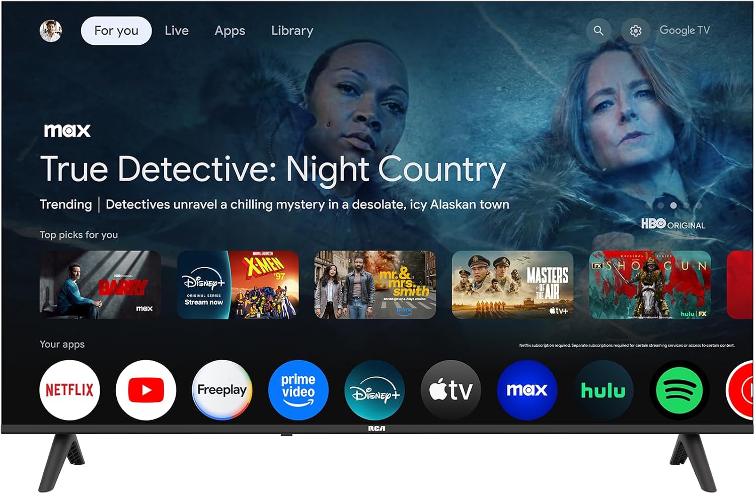 RCA 50-Inch UHD Smart Google TV, Frameless LED Display with HDR10, Wi-Fi and Bluetooth, Google Assistant Built-in, Compatible with Alexa