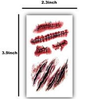 10pcs Fake Bloody Wound Stitch Scar Scab Waterproof Temporary Tattoo Sticker Halloween Masquerade Prank Makeup Props (10pcs S165) - Image 3