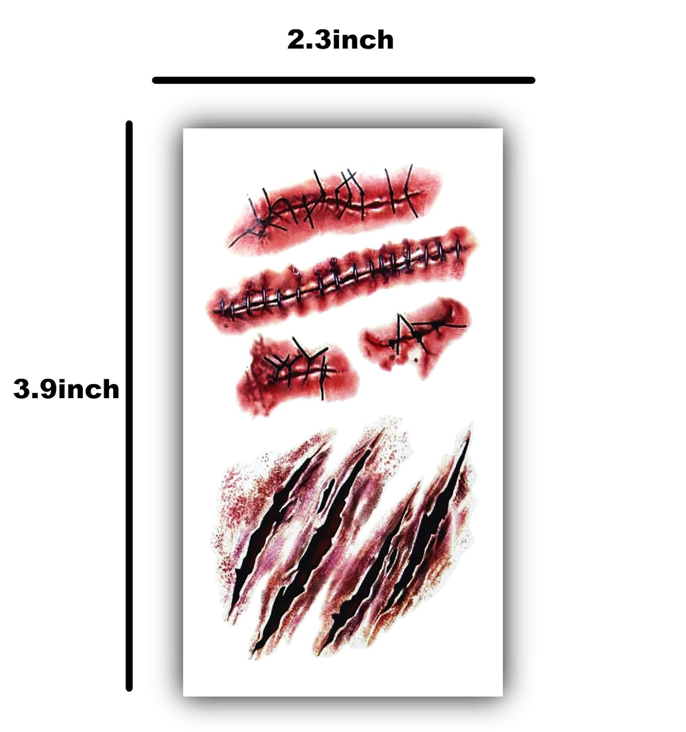 10pcs Fake Bloody Wound Stitch Scar Scab Waterproof Temporary Tattoo Sticker Halloween Masquerade Prank Makeup Props (10pcs S165) - Image 3