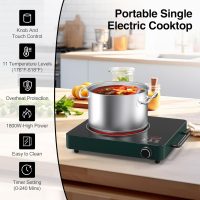 VBGK Electric Cooktop, 1800W Single Burner Induction Cooktop with 9 Power Levels, Timer and Knob Control, 110-120V - Image 3