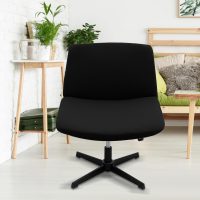 Armless Office Chair Cover, Waterproof Jacquard, Mid Back Wide Seat, Elastic Criss Cross Design (Black) - Image 2