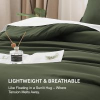 Litanika Dark Olive Green Comforter Set King, 3 Pieces Solid Bedding Comforter Set, All Season Fluffy Bed Set (104x90In Comforter & 2 Pillowcases) - Image 6