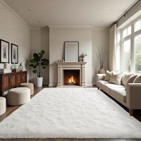 LOCHAS Ultra Soft Indoor Modern Area Rugs Fluffy Living Room Carpets for Children Bedroom Home Decor Nursery Rug 4x6 Feet, White - Image 4