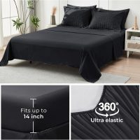 HYMOKEGE Black Queen Comforter Set Seersucker 7 Pieces, All Season Luxury Bed in a Bag for Bedroom, Bedding Set with Comforters, Sheets, Pillowcases & Shams - Image 7