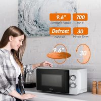 Commercial CHEF Small Microwave 0.7 Cu. Ft. Countertop Microwave with Mechanical Control, White Microwave with 6 Power Levels, Outstanding Portable Microwave with Convenient Pull Handle - Image 4