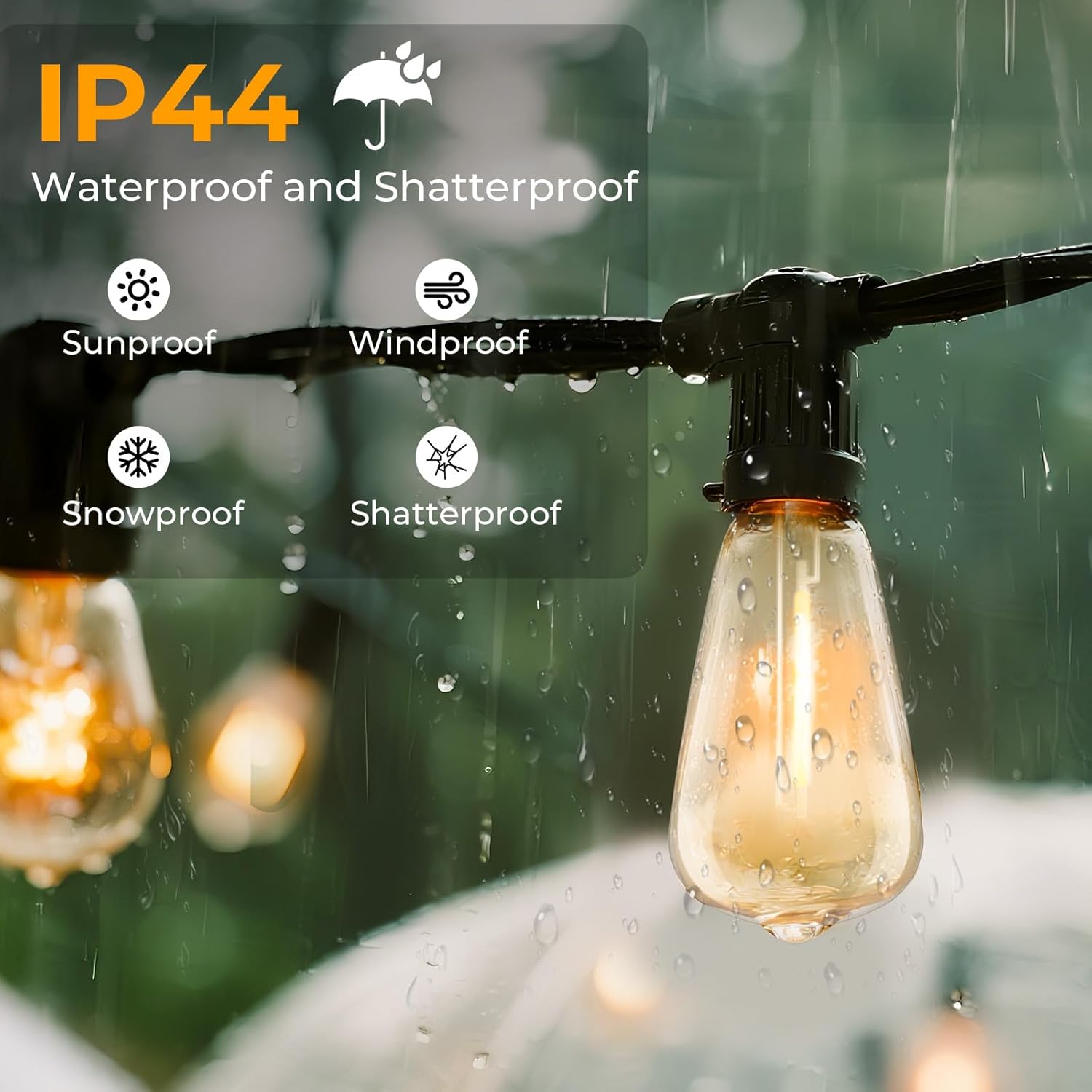 48 Pack ST38 LED Replacement String Light Bulbs, 1Watt Equvanlent to 7Watt Incandescant Bulb, Shatterproof E12 LED Bulb for Outdoor Patio Garden Vintage String Lights, 2700K, Dimmable - Image 4