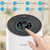 Air Purifiers for Bedroom Home, Air Purifier with PM 2.5 Air Quality Monitor Cover Up to 1235 Ft², Air Filter Cleaner with 5 mode Light, Sleep Mode, Timer, Fragrance Sponge for Smoke, Odor, Dander - Image 4