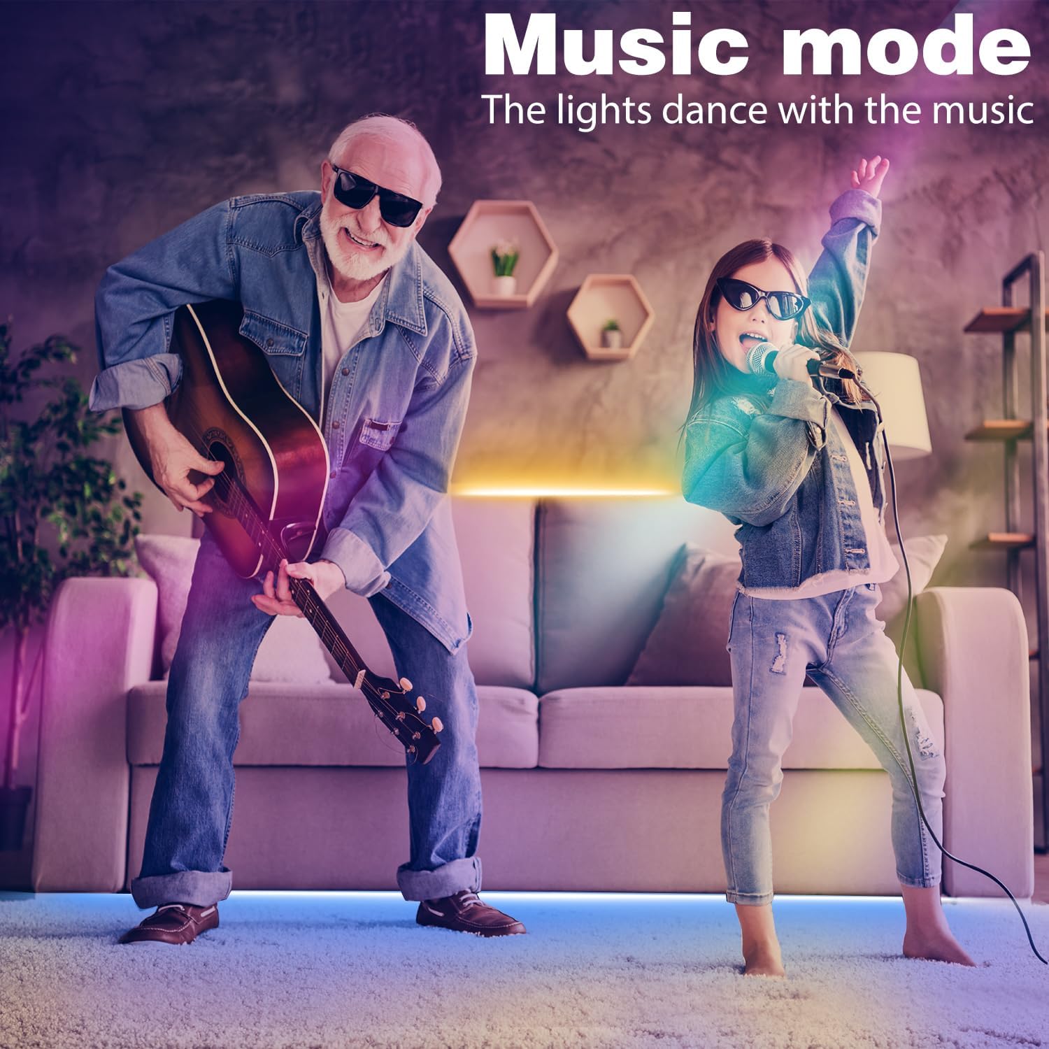 Led Lights for Bedroom 50FT, RGB Led Strip Lights Color Changing Indoor, Music Sync Led Light Strip with Remote & App Control, DIY Fancy Led Lights for Room Decor Ambient Lighting (1 * 50FT) - Image 4