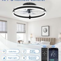 ZMISHIBO Ceiling Fans with Lights and Remote, 19.7'' Low Profile Ceiling Fan, 3000-6000K Dimmable Modern Flush Mount LED Fan Light, 6 Wind Speeds, Black Fandelier Ceiling Fans for Bedroom - Image 5