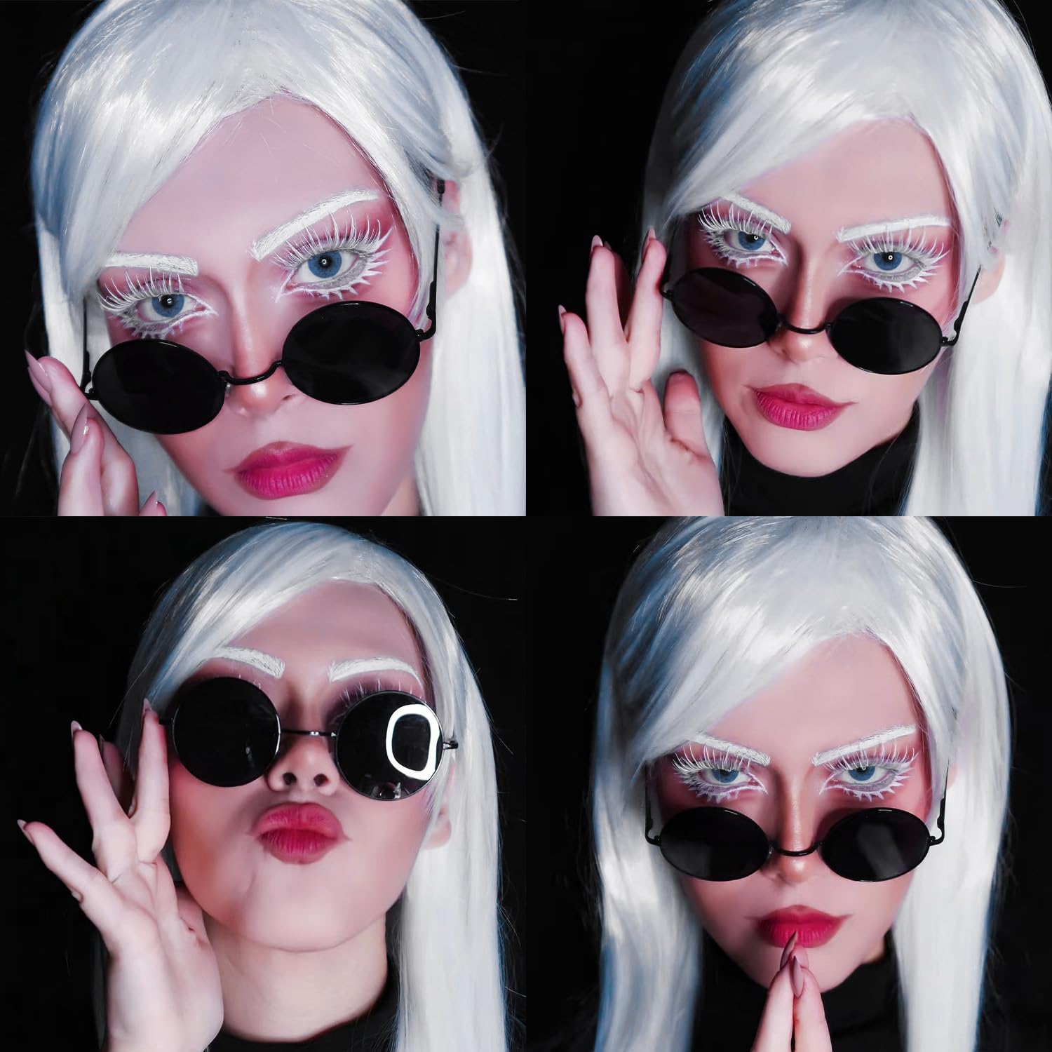 Halloween White False Lashes Upper & Bottom Extension Tools Japanese Anime Cosplay Natural Makeup Looking Masquerade Party Eye Lashes (01A) - Image 3