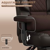 Vonesse Big and Tall Office Chair, Computer Chair with Soft Adjustable Armrests, Ergonomic High Back Gaming Chair with Lumbar Support, Executive Chairs with Footrest (PU Leather + Mesh Fabric,Brown) - Image 6