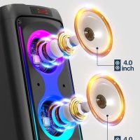 Karaoke Machine for Adults, Portable Bluetooth Speaker with 2 Wireless Microphones, PA System with Disco Lights for Big Party, Outdoor, Supports USB/TF/REC/AUX, Ideal Gifts for Family, Music Lover - Image 3