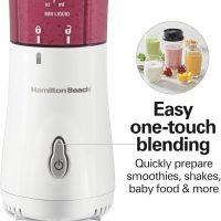 Hamilton Beach Portable Blender for Shakes and Smoothies, 14 Oz BPA Free Travel Cup & Lid, Durable Stainless Steel Blades, Personal Smoothie Blender, White ( 51101V) - Image 6