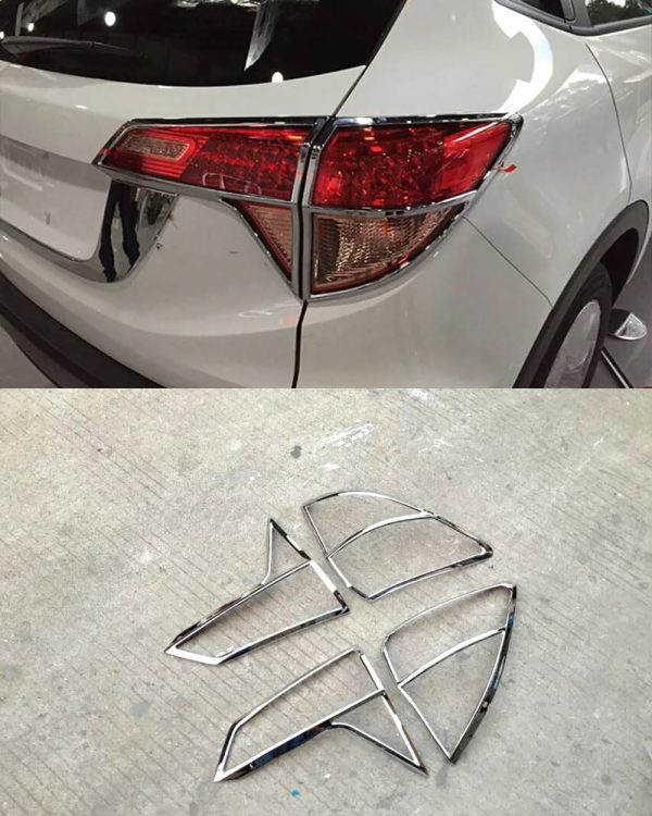 Car Accessories Fit for Honda Vezel HR-V HRV 2016-2018 ABS（Chrome） Tail Light Lamp Cover Trim Bezels 4-pc （not for Electric Version）