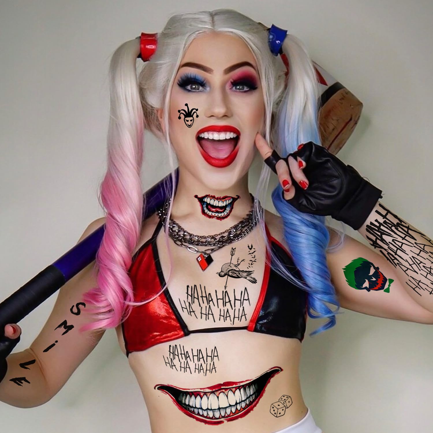 Joker Tattoos Set Halloween Temporary Tattoos Sticker For Joker Costumes Cosplay Masquerade Party Makeup Accessories - Image 4