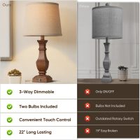 ROTTOGOON Dimmable Table Lamps Set of 2, Rustic Farmhouse Table Lamps for Living Room Bedroom, Bedside Desk Lamps for end Tables, Touch Lamps for nightstand, 9W Bulbs Included, 22", Brown - Image 3