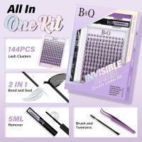 B&Q Fairy Lash Clusters Kit Natural Lashes Clusters Wispy Invisible Band Manga Lashes Individual Lashes Bond and Seal Eyelash Extension Kit Easy Removal (Fairy Kit-8-18MIX) - Image 5