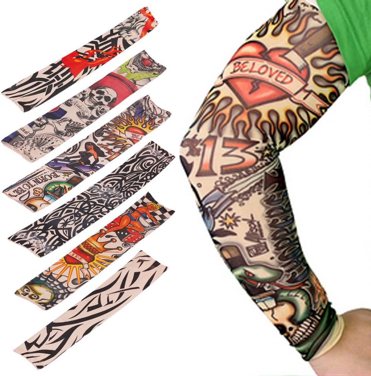 Akstore Temporary Tattoo Sleeves Set Arts Temporary Fake Slip On Tattoo Arm Sleeves Kit - Image 5