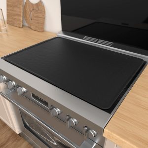 Electric Stove Top Protector Cover - Upgraded Silicone 28"x20" Stovetop Cooktop Oven Burner Mat for Glass RV Induction Countertop Protector - Black