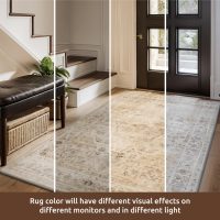AMOAMI-Area Rug 5X7 Rugs for Living Room-Vintage Soft Beige Rugs for Bedroom-Non Slip Carpet-Machine Washable Rug for Dining Room Living Room Bedroom Office Under Table-Beige - Image 5