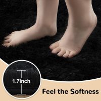 Black Rugs for Living Room, 6x9 Feet Large Fluffy Area Rugs for Bedroom, Soft Carpet Shag Kids Room Rug, Non-Slip Fuzzy Rugs Indoor (6ft x 9ft, Black) - Image 3