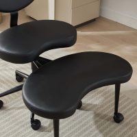 Cross Legged Office Chair with Wheels, Meditation Chair, ADHD Desk Chair, Adjustable Height Yoga Office Chair, Wide Criss Cross Chair with Lumbar Support, Kneeling Chair (Black + PU Leather) - Image 7